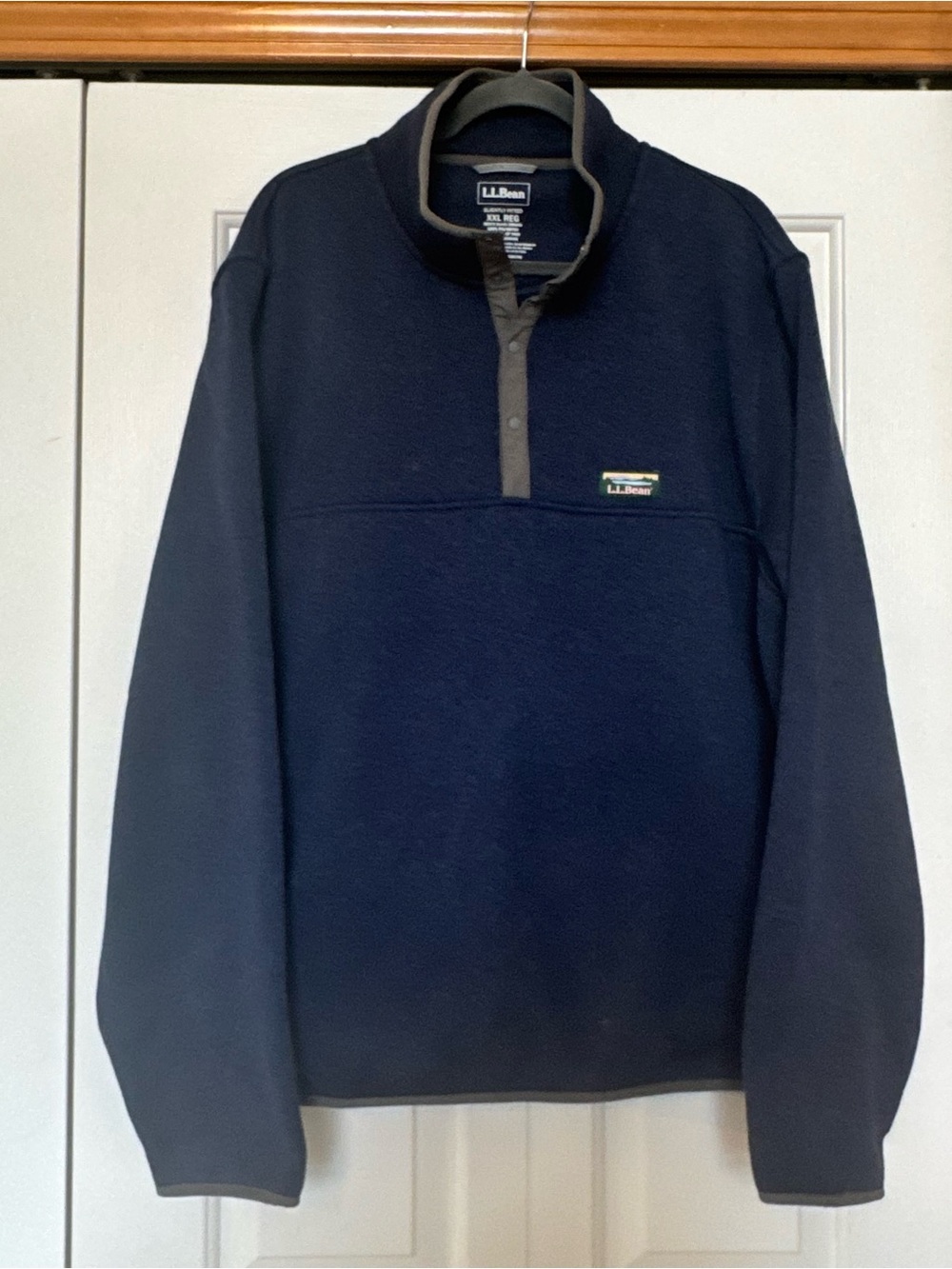 L.L.Bean Sweater Fleece Pullover Mens XXL Navy Heather Quarter Snap Outdoor
